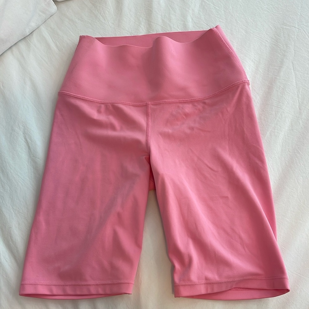 Pink carbon workout shorts